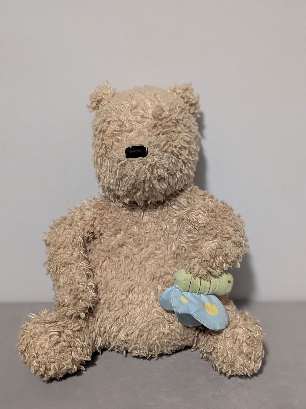 Classic Pooh 10 In Plush W/ Music Box Tie For Crib Blue Butterfly Still Works